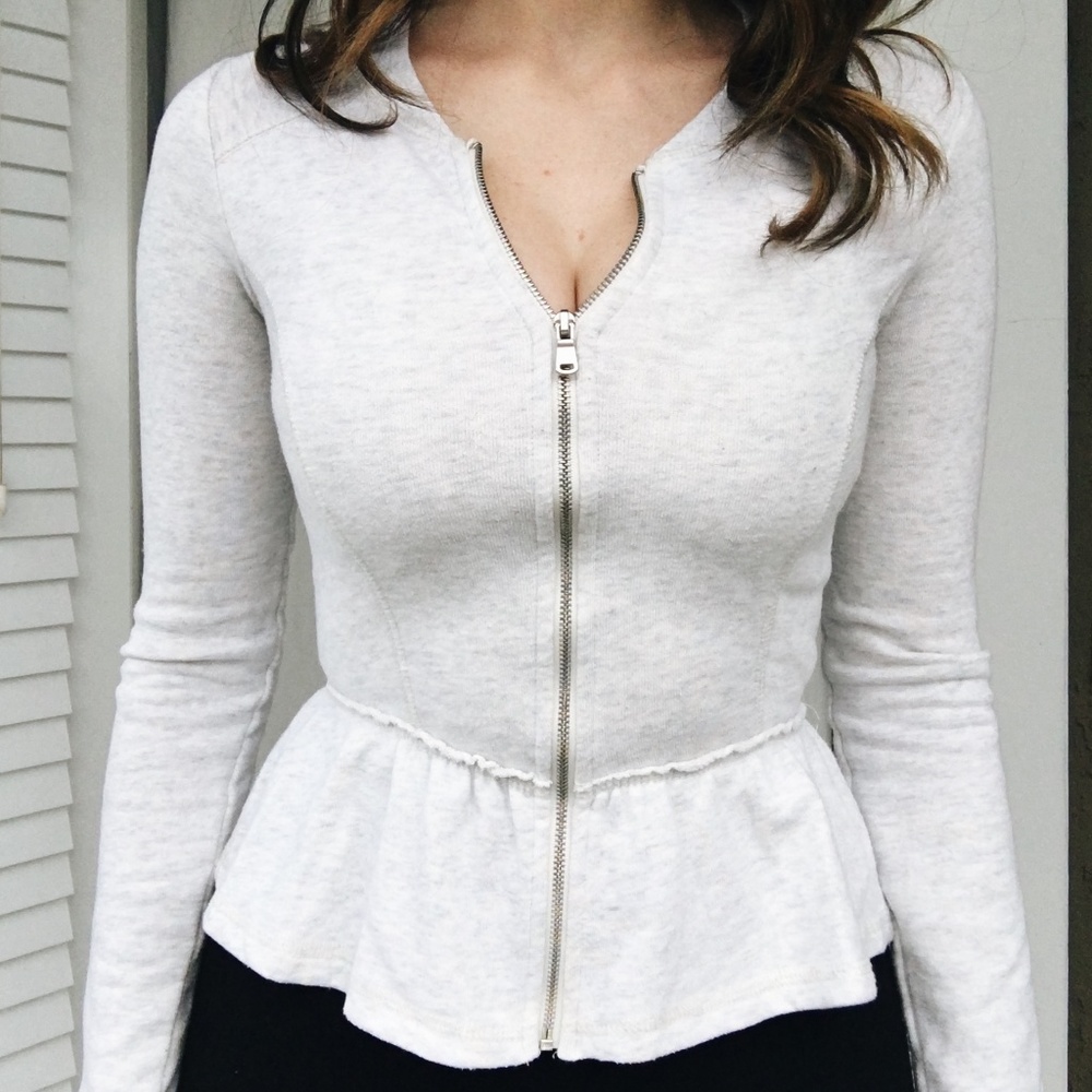 Heathered Effect Peplum Cardigan
